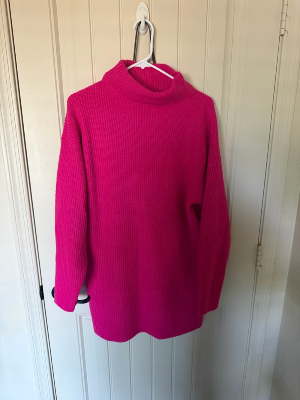 Vici Bright Hot Pink Turtleneck Ribbed Sweater